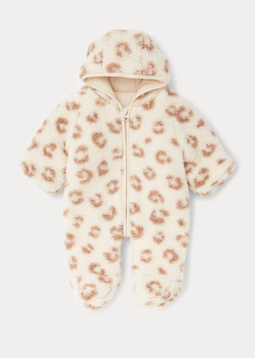 Baby Cream Leopard Print Snowsuit (Newborn-18mths) - 0-3 months Image 1