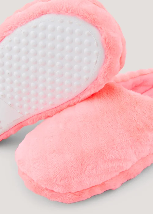 Girls Pink Faux Fur Mule Slippers (Younger 13-Older 5) - Size 13 Infants Image 2