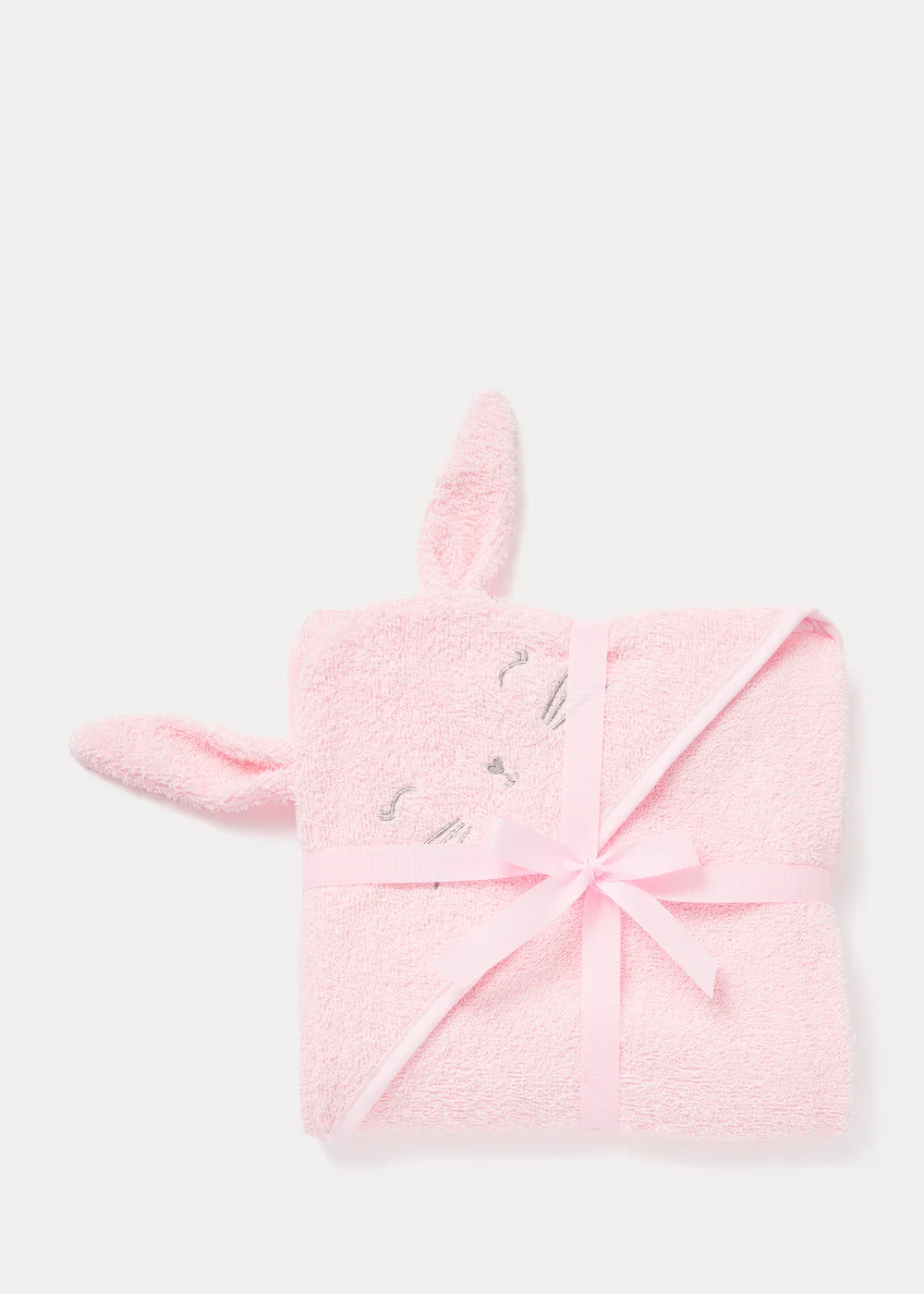 Pink Bunny Hooded Baby Towel - One Size Image 2