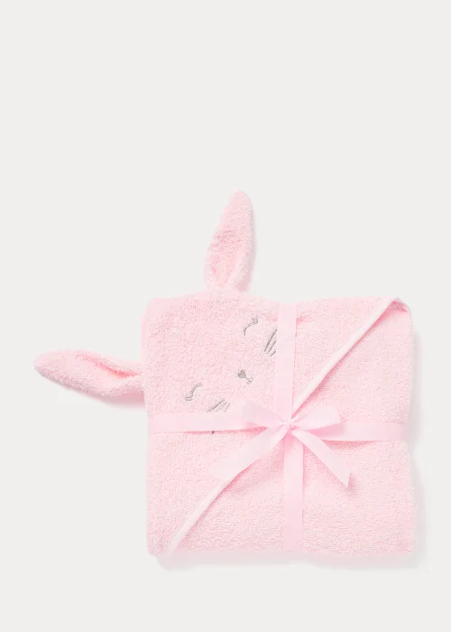 Pink Bunny Hooded Baby Towel - One Size Image 2