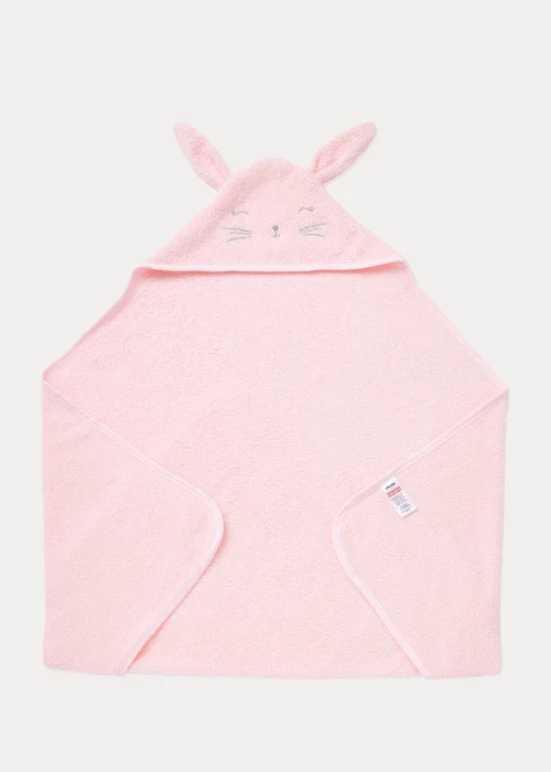 Pink Bunny Hooded Baby Towel - One Size Image 1