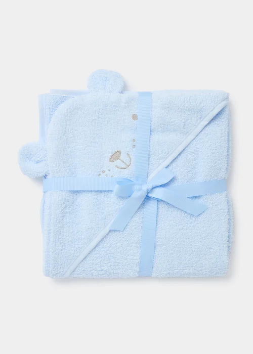 Blue Bear Hooded Baby Towel - One Size Image 1