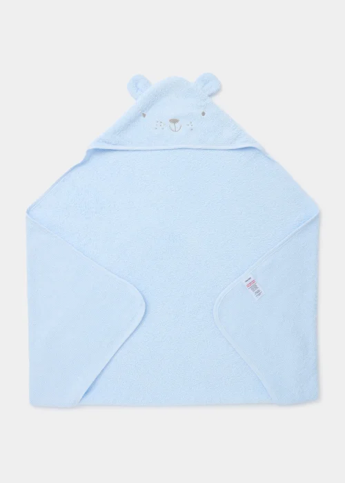 Blue Bear Hooded Baby Towel - One Size Image 2