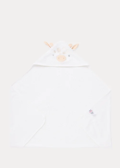 White Giraffe Hooded Baby Towel - One Size Image 1