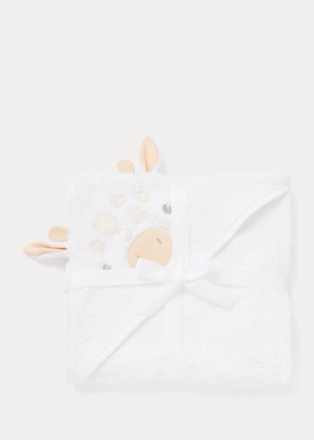 White Giraffe Hooded Baby Towel - One Size Image 2