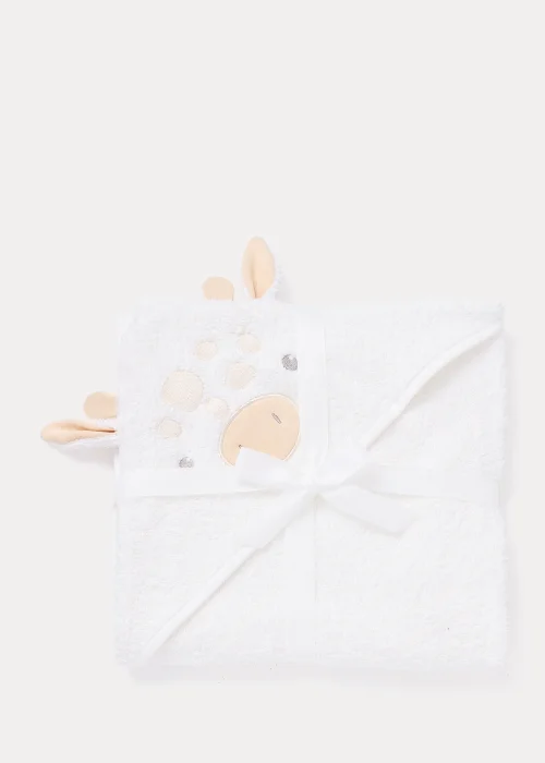 White Giraffe Hooded Baby Towel - One Size Image 2