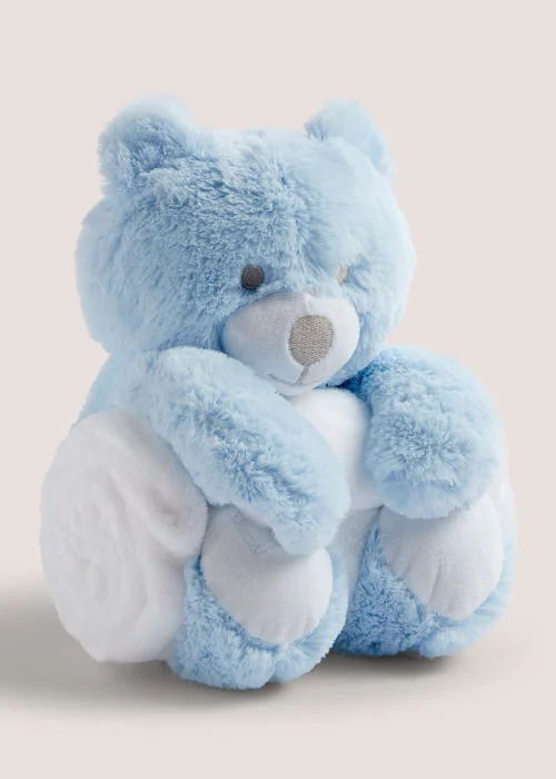 Blue Teddy Baby Blanket - One Size Image 1