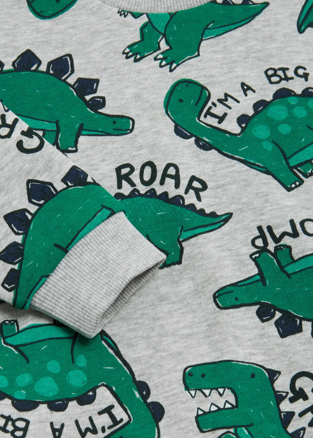 Boys Grey Marl Dinosaur Sweatshirt (9mths-6yrs) - 9-12 months Image 2