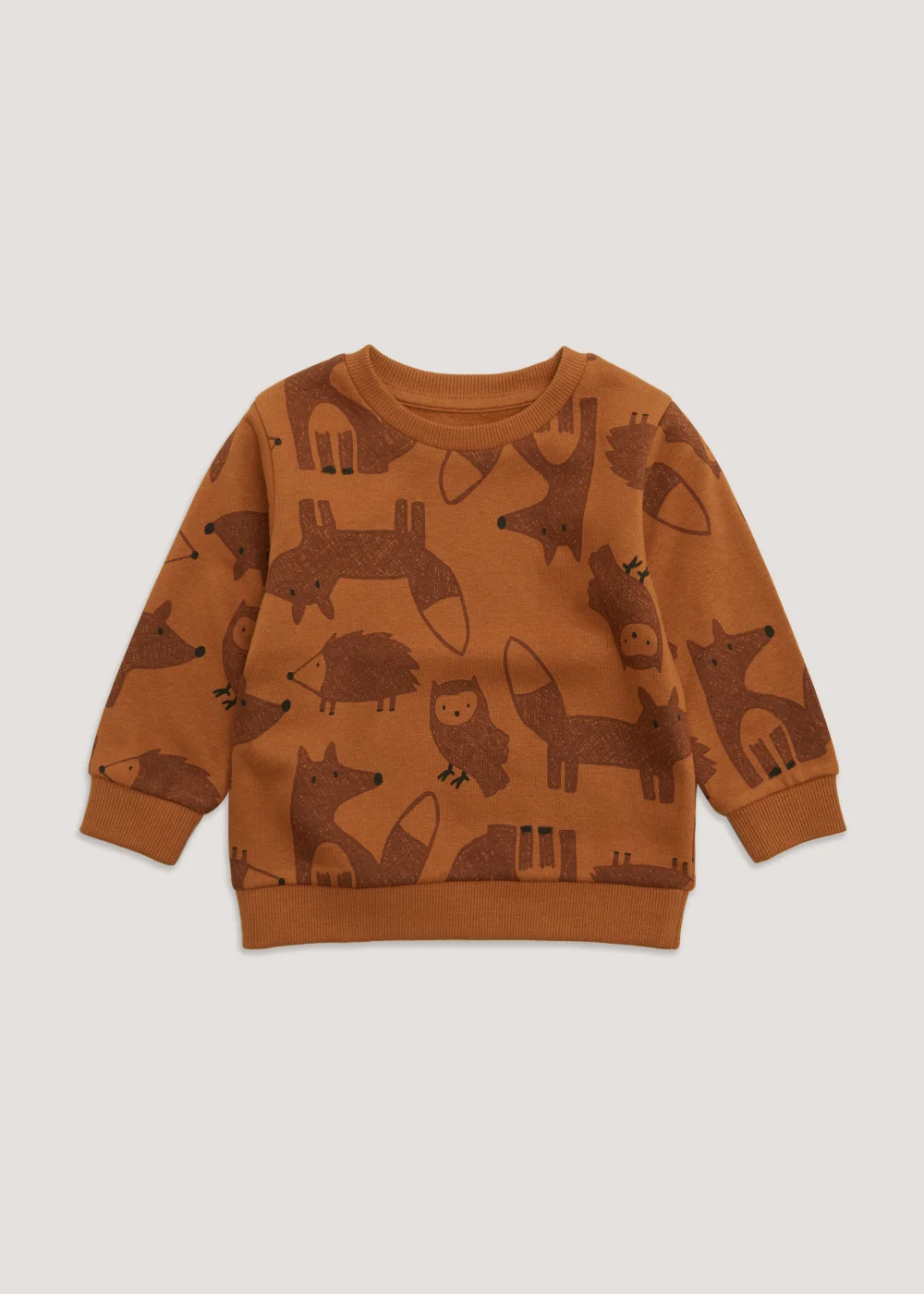 Boys Tan Woodland Animal Sweatshirt (9mths-6yrs) - 9-12 months Image 1