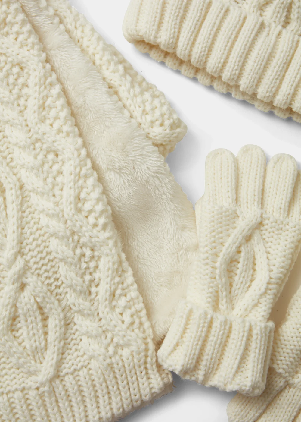 Kids 3 Piece Cream Snuggle Hat Scarf & Gloves Set (3-10yrs) - Age 3 - 6 Years Image 2