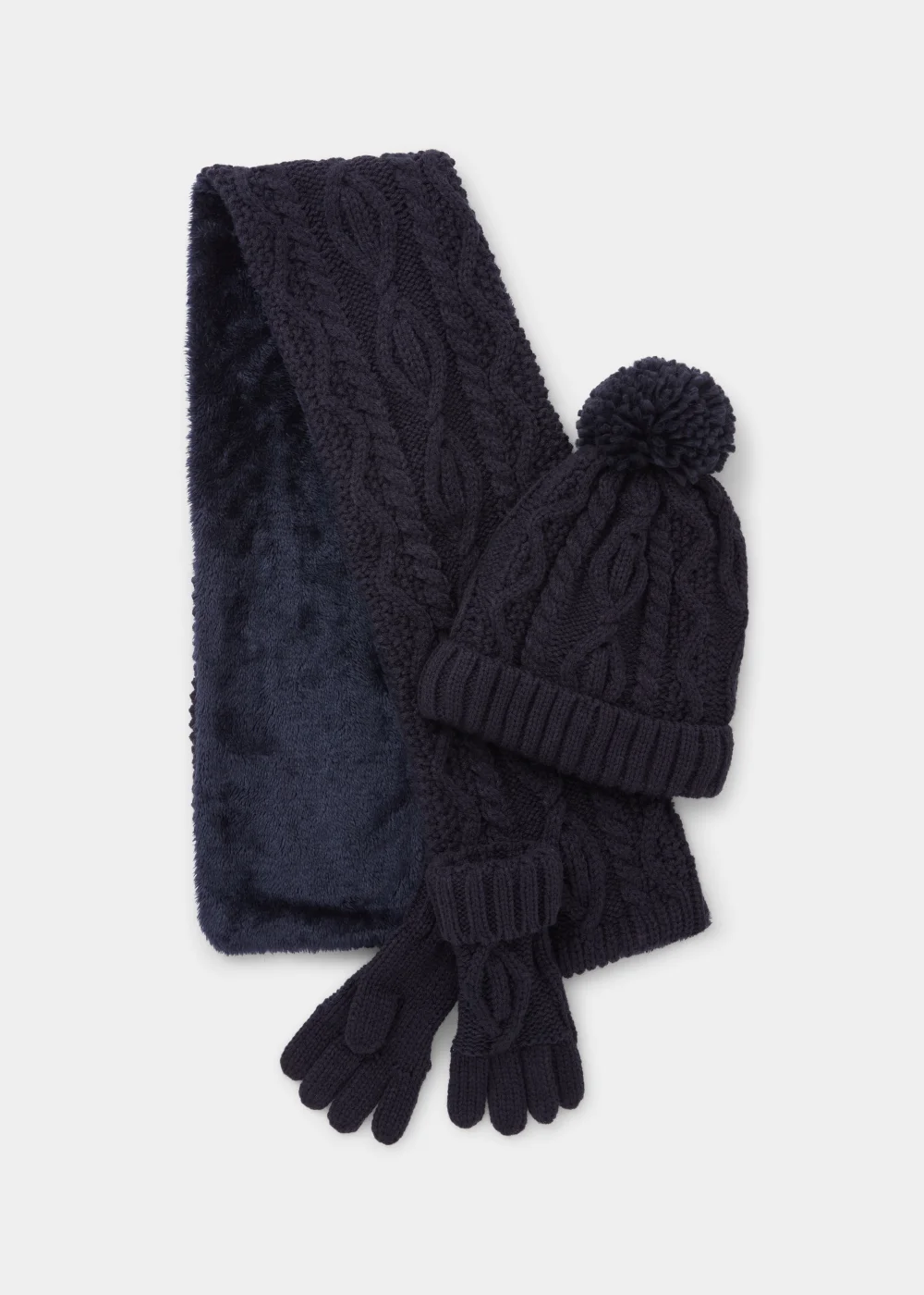 Kids 3 Piece Navy Snuggle Hat Scarf & Gloves Set (3-10yrs) - Age 7-10 Years Image 1