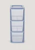 Set of 3 Blue Small Plastic Drawers (47.5cm x 25.5cm x 19cm) Image 1