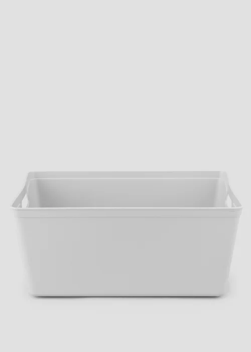 Grey Large Plastic Storage Tray (33.5cm x 26cm x 15cm) Image 1