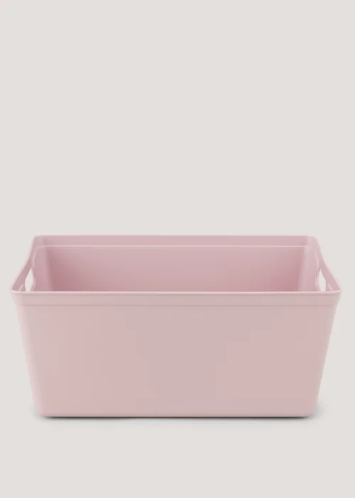 Pink Large Plastic Storage Tray (33.5cm x 26cm x 15cm) Image 1