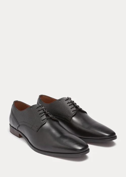 Black Real Leather Embossed Derby Shoes - 6 Image 1