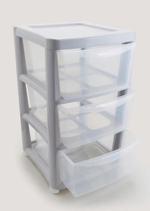 Set of 3 Grey Large Plastic Drawers (38.5cm x 62cm) Image 2