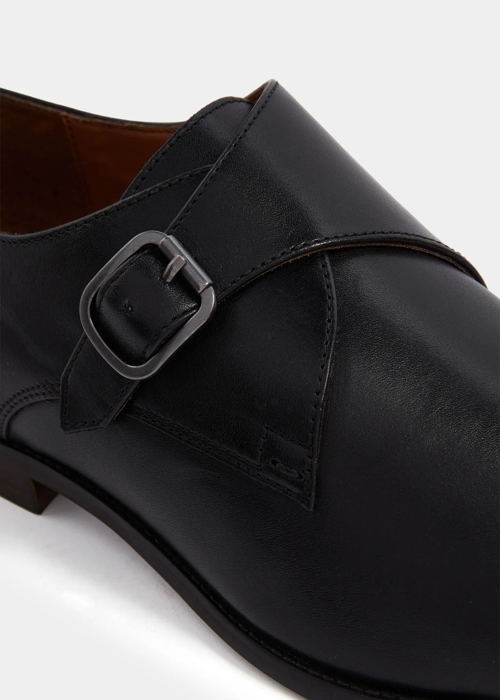 Black Real Leather Monk Shoes - Size 6 Image 2