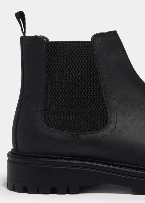 Black Leather Cleated Chelsea Boots - Size 6 Image 2