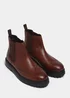 Brown Leather Brogue Chelsea Boots - Size 6 Image 1