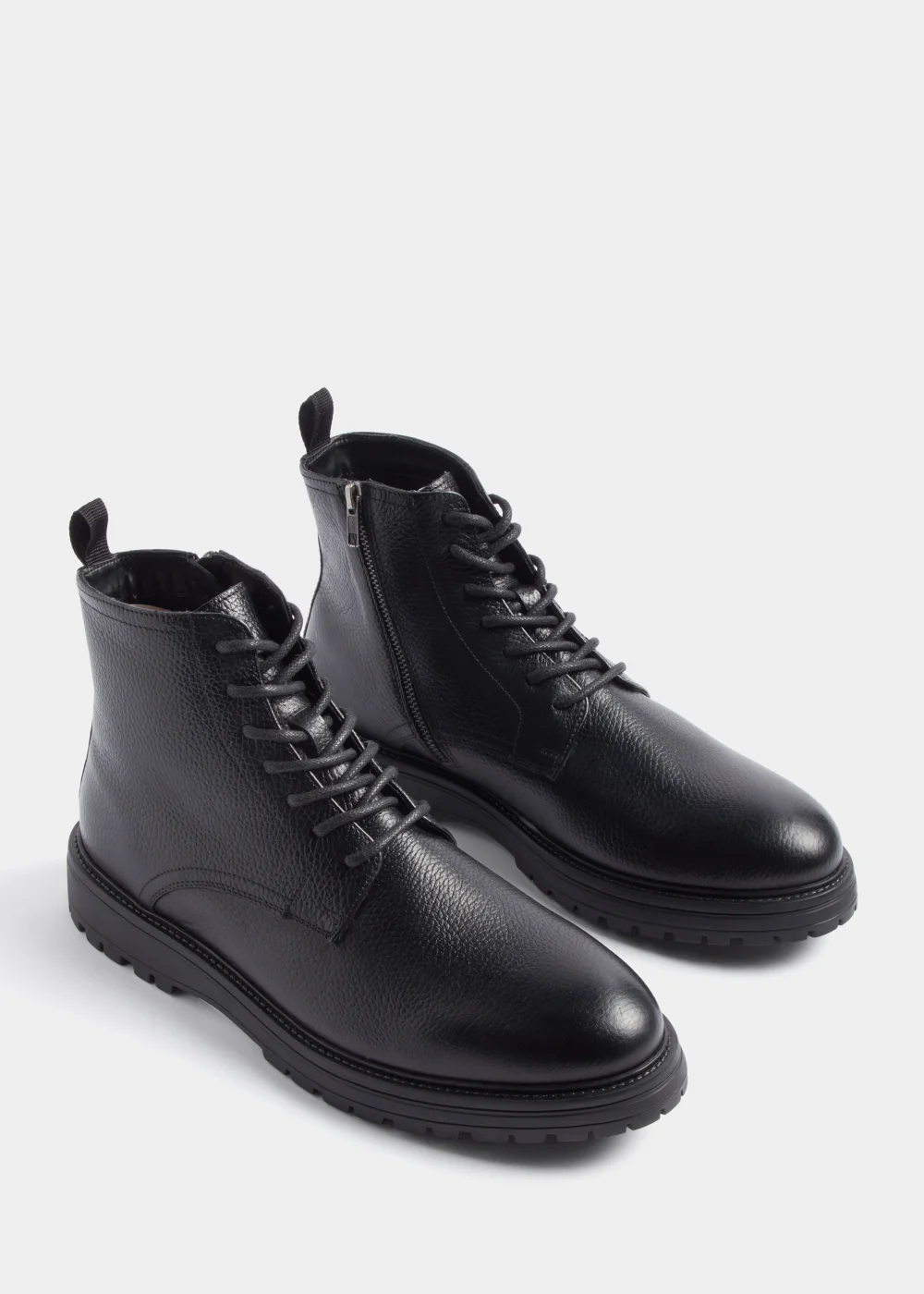 Black Real Leather Toe Cap Boots - Size 6 Image 1