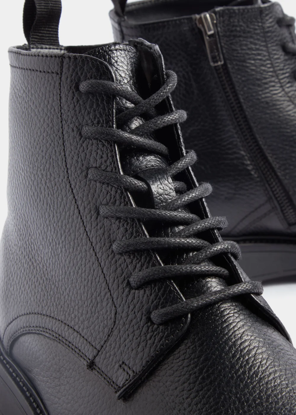 Black Real Leather Toe Cap Boots - Size 6 Image 2