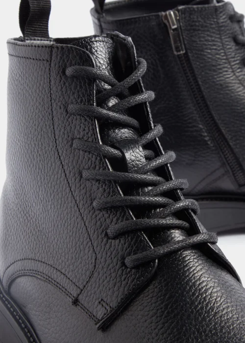 Black Real Leather Toe Cap Boots - Size 6 Image 2