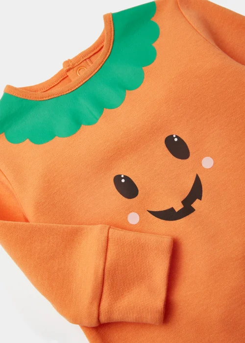 Baby Orange Pumpkin Print Sleepsuit (Newborn-18mths) - Newborn Image 2