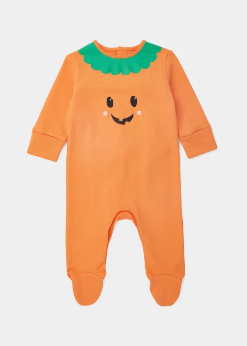 Baby Orange Pumpkin Print Sleepsuit (Newborn-18mths) - Newborn Image 1