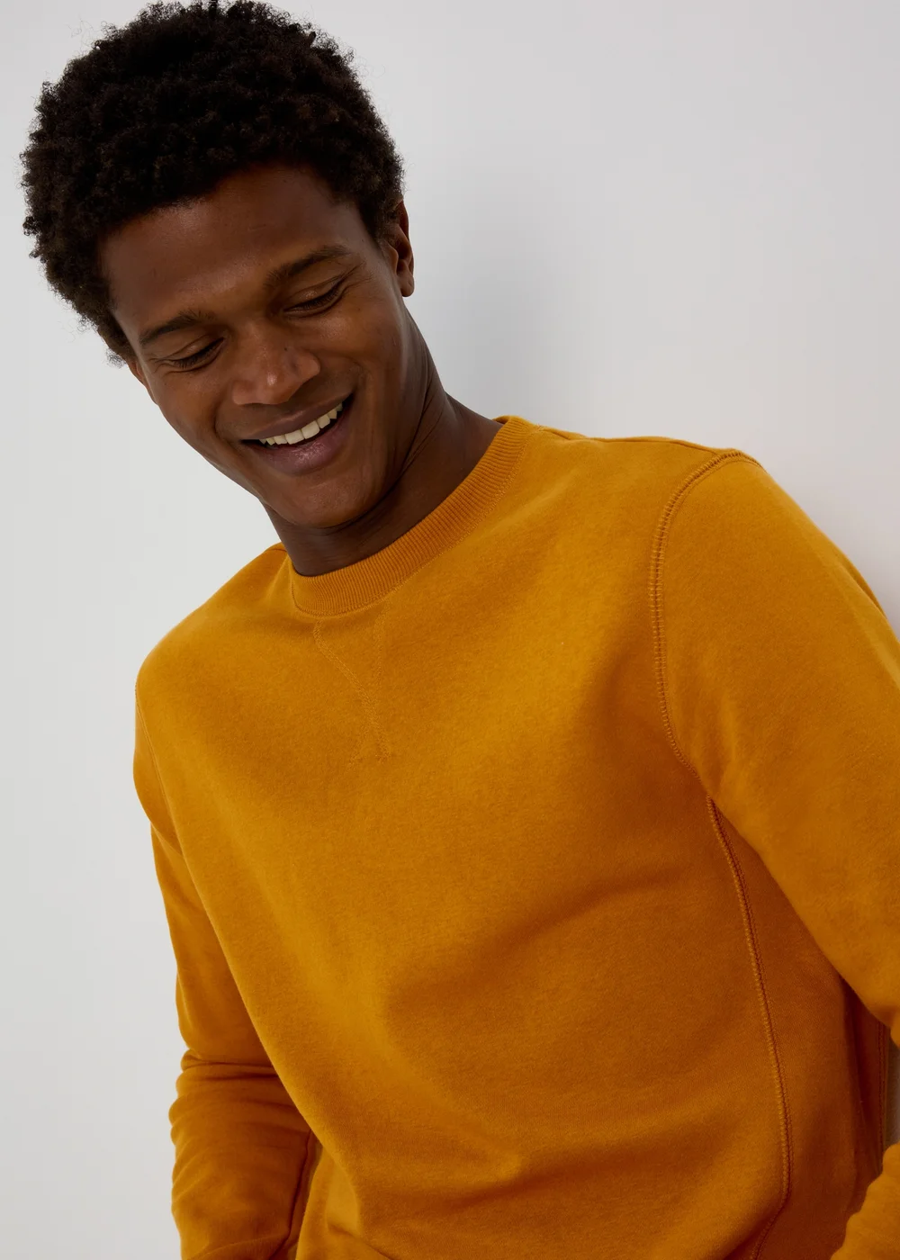 Yellow Essential Crew Neck Sweatshirt - Small Image 3