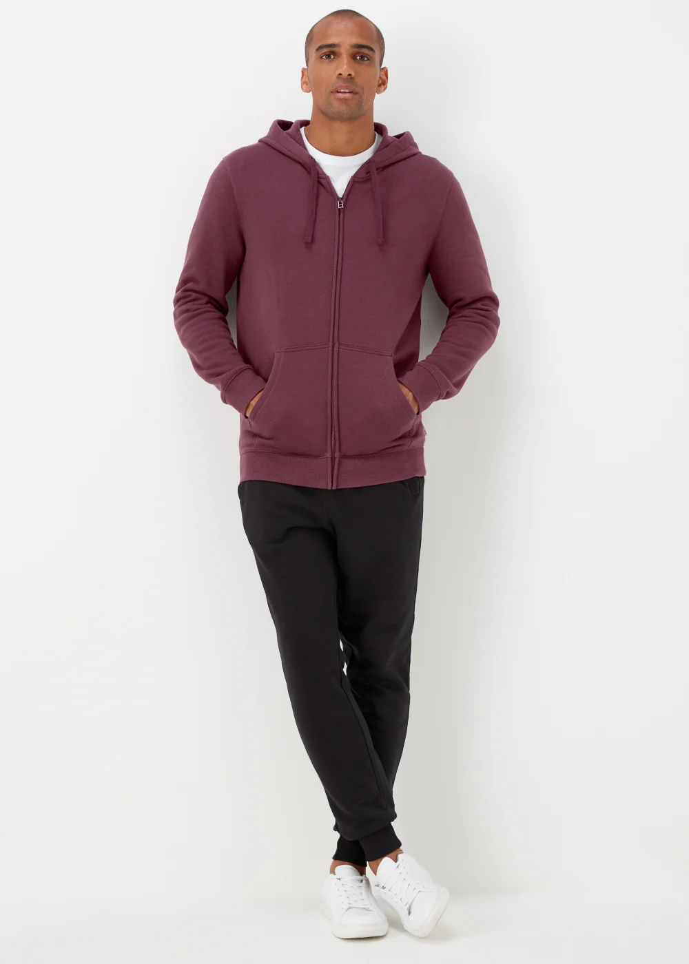 Burgundy Zip Up Hoodie - S Image 1