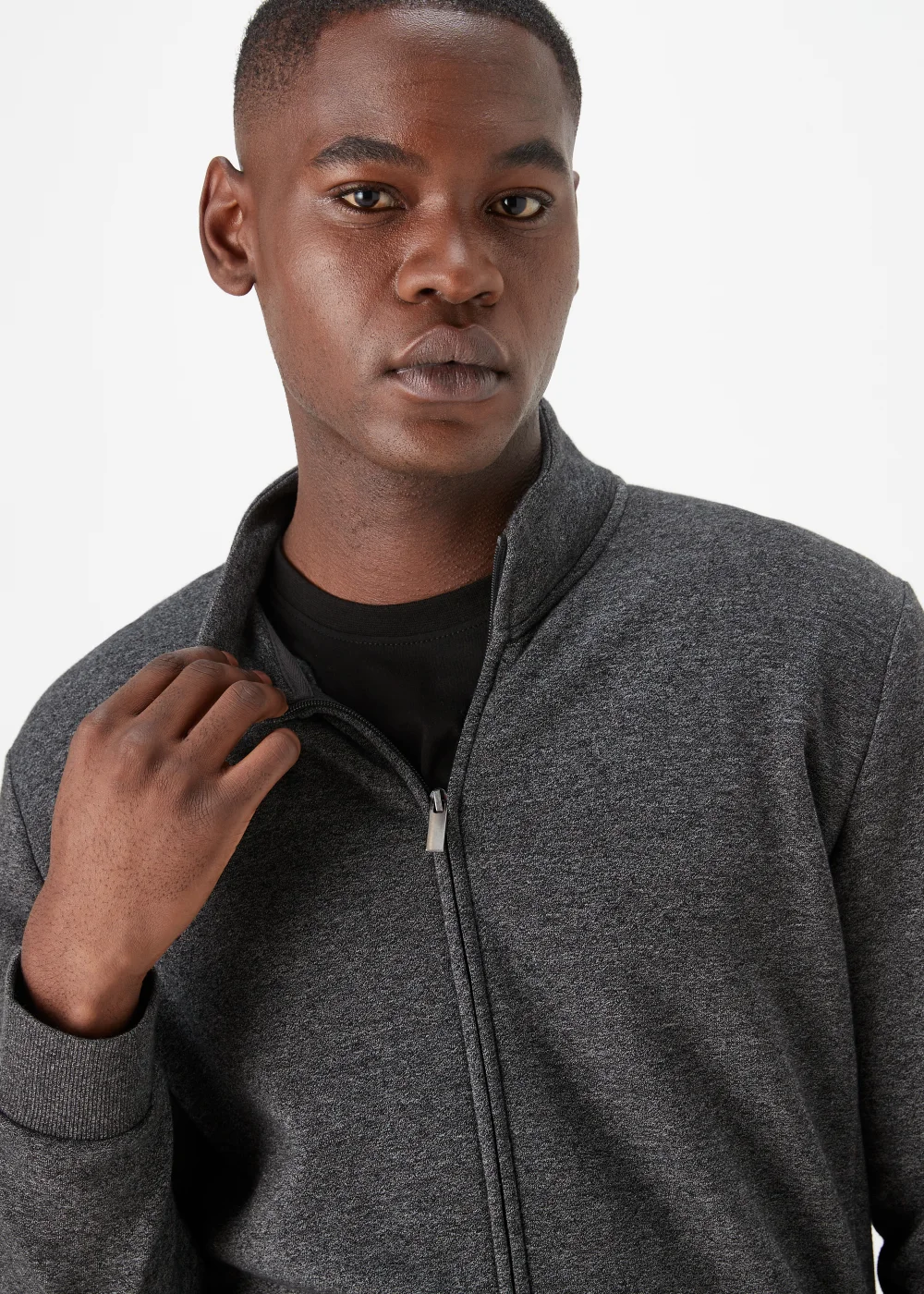 Grey Funnel Zip Up Sweatshirt - S Image 3