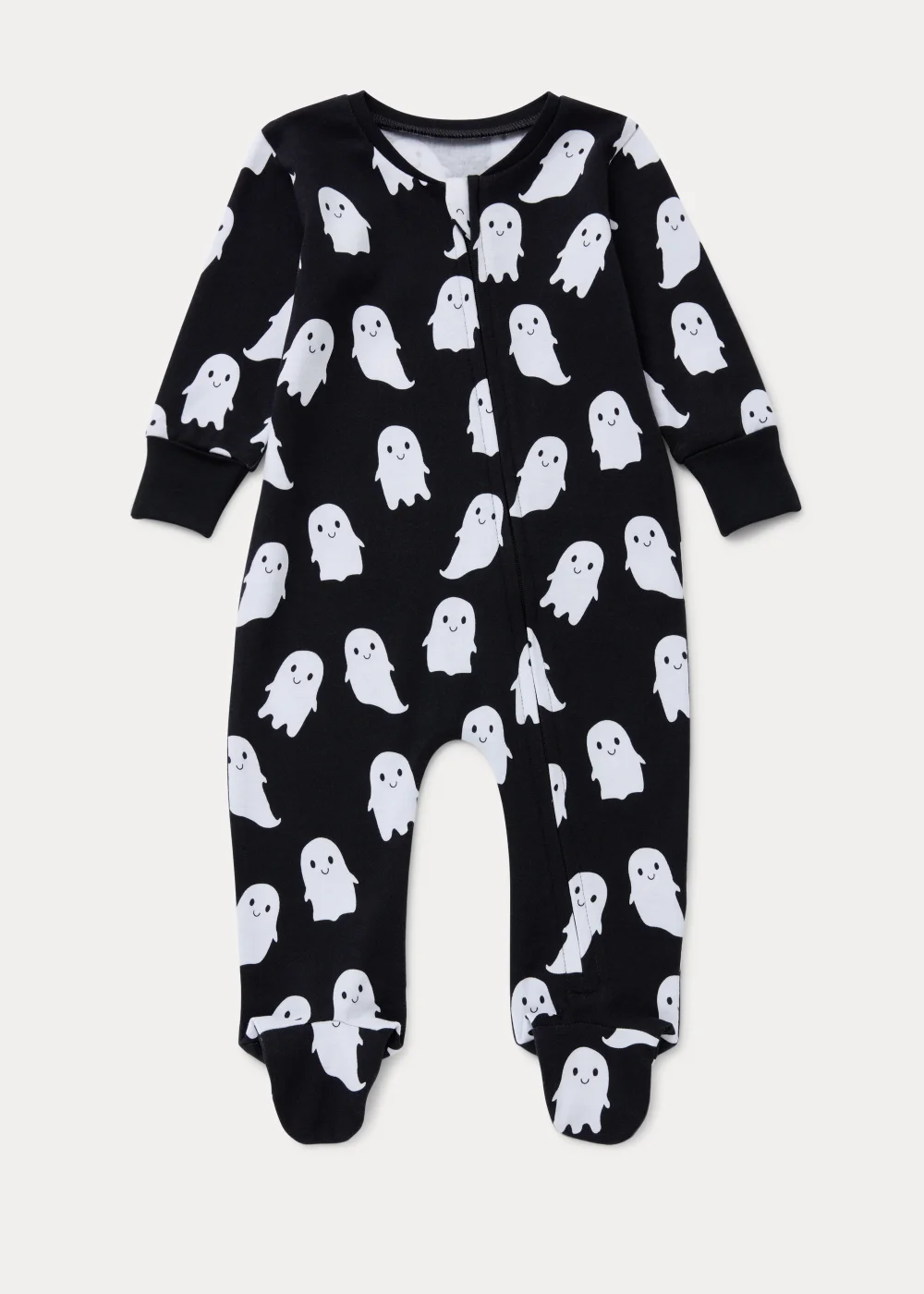 Baby Black Ghost Zip Up Sleepsuit (Newborn-18mths) - Newborn Image 1