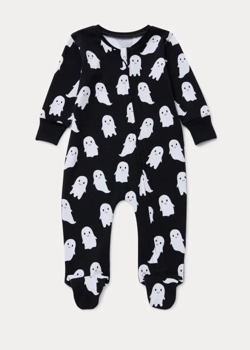 Baby Black Ghost Zip Up Sleepsuit (Newborn-18mths) - Newborn Image 1