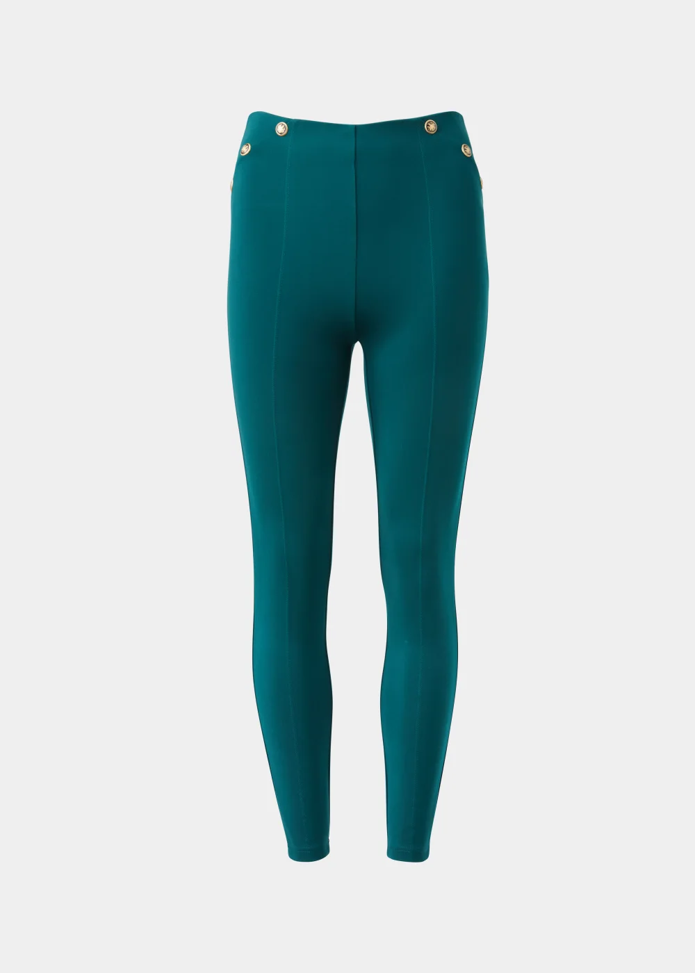 Et Vous Dark Teal Button Trousers - 8 Image 5