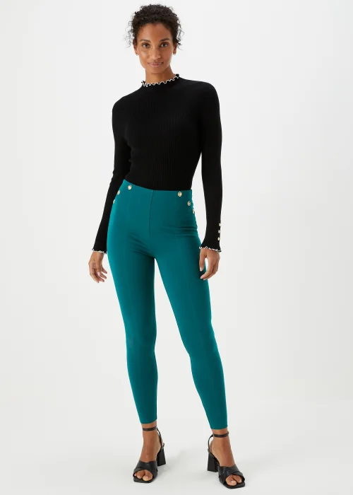 Et Vous Dark Teal Button Trousers - 8 Image 1