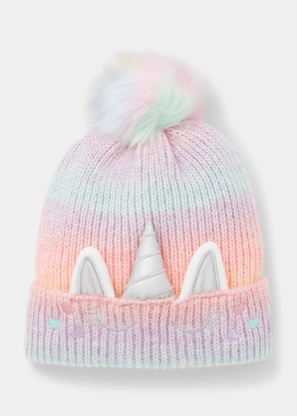 Girls Multicoloured Unicorn Beanie (3-13yrs) - Age 7-10 Years Image 1