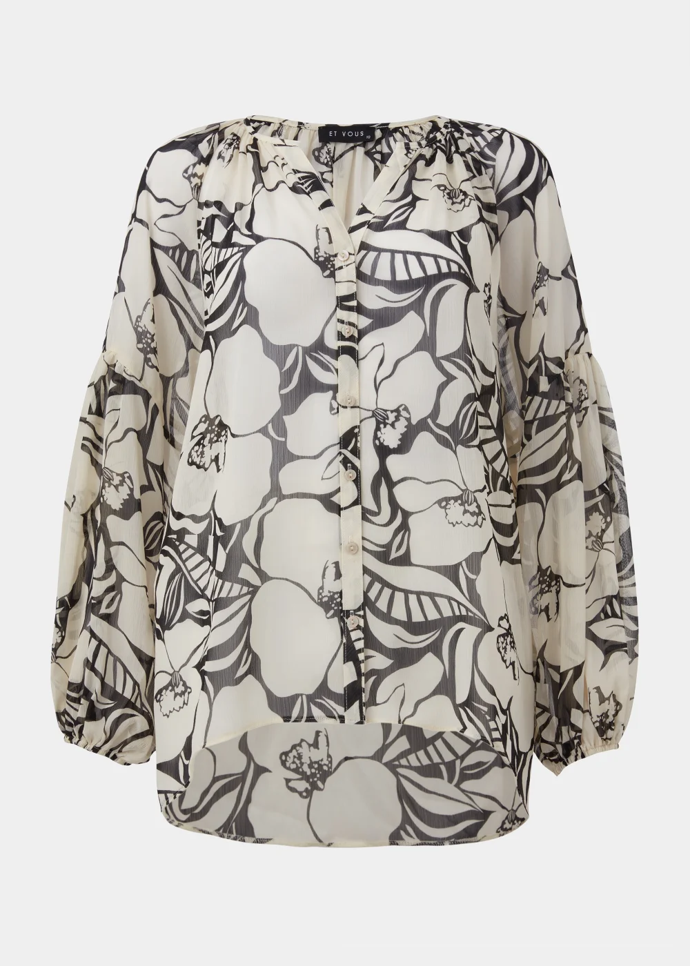 Et Vous Black Monochrome Floral Blouse - 8 Image 5