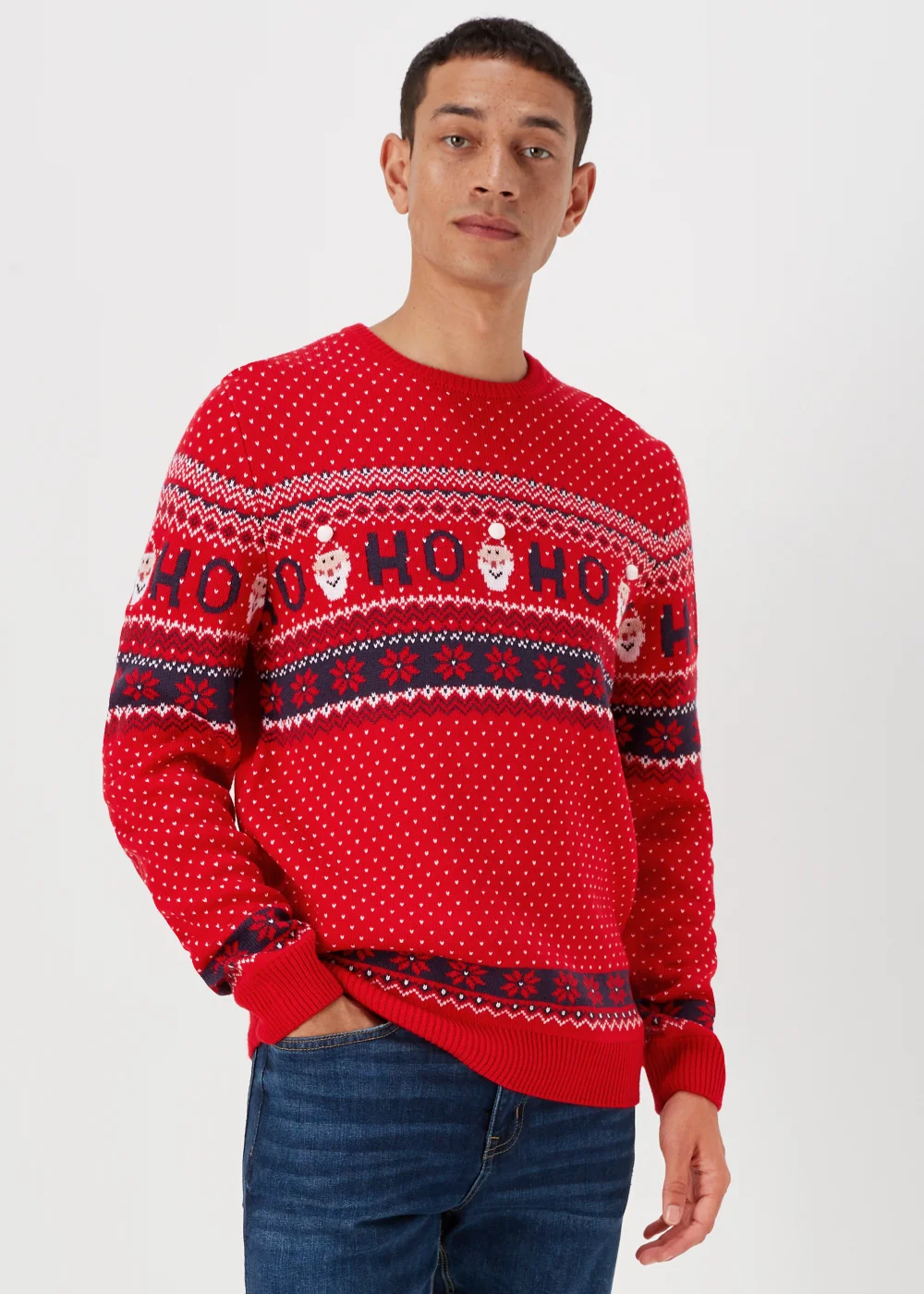Red Christmas Santa Knitted Jumper - Small Image 1