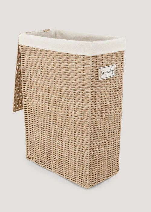 Plastic Wicker Slim Laundry Basket (60cm x 40cm x 21cm) Image 2