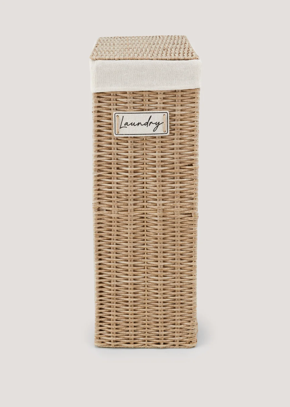 Plastic Wicker Slim Laundry Basket (60cm x 40cm x 21cm) Image 1