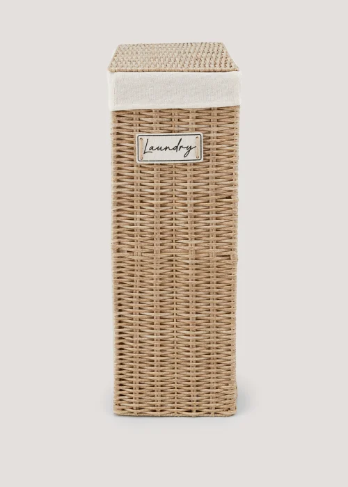 Plastic Wicker Slim Laundry Basket (60cm x 40cm x 21cm) Image 1