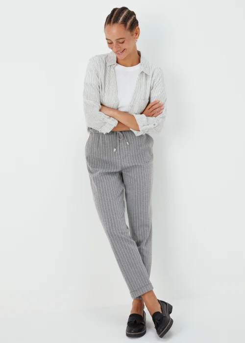 Grey & White Paperbag Trousers - 8 Image 4