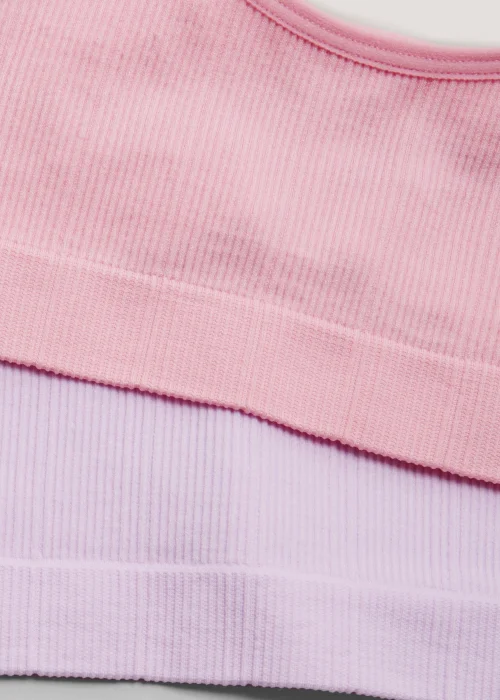 Girls 2 Pack Ribbed Seamless Crop Tops (6-13yrs) - Age 6 - 7 Years Image 2