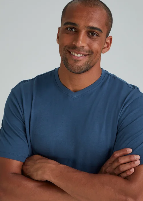 Blue Essential V-Neck T-Shirt - Small Image 3