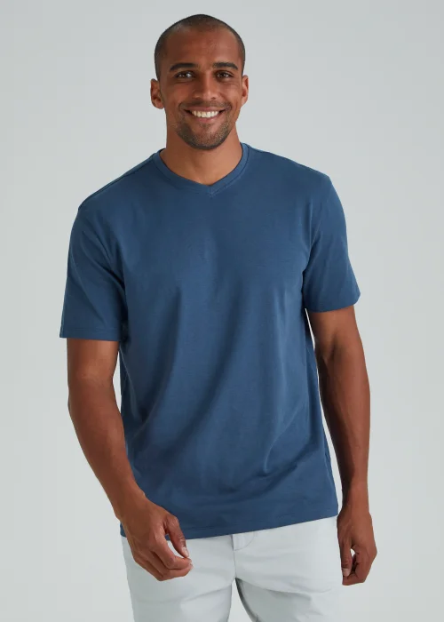 Blue Essential V-Neck T-Shirt - Small Image 1