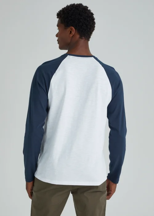 Blue & White Long Sleeve Raglan T-Shirt - Small Image 2