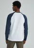 Blue & White Long Sleeve Raglan T-Shirt - Small Image 2