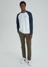 Blue & White Long Sleeve Raglan T-Shirt - Small Image 4