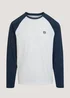 Blue & White Long Sleeve Raglan T-Shirt - Small Image 5