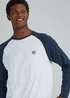 Blue & White Long Sleeve Raglan T-Shirt - Small Image 3